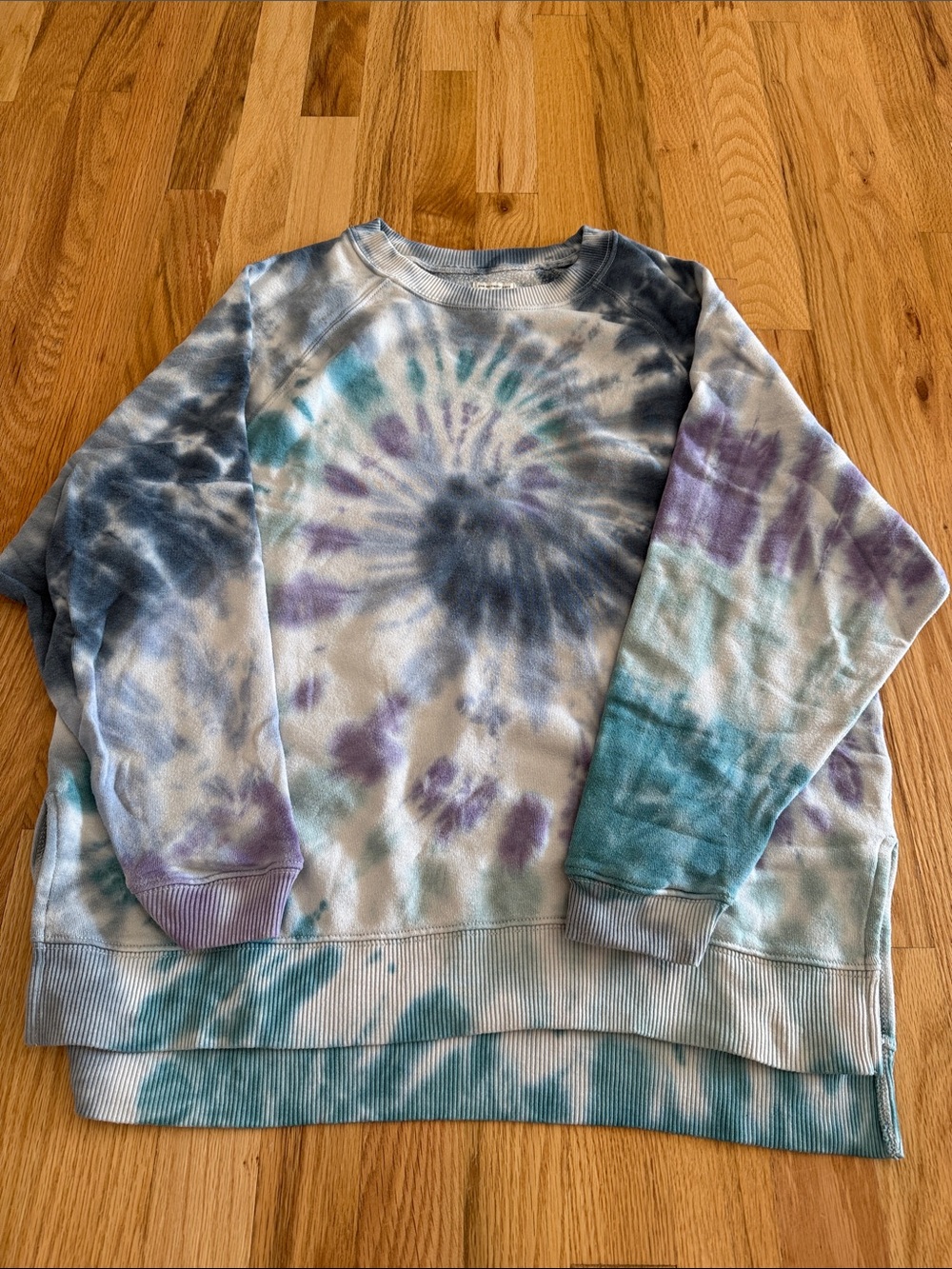 American Eagle Outfitters Tie-Dye Crewneck Sweatshirt - Blue, Purple, Teal